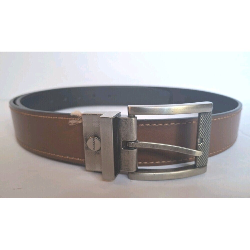 Boconi Reversible Dress Belt Black Brown Mens Sz 40 / 100 Silver Buckle 1 1/4"